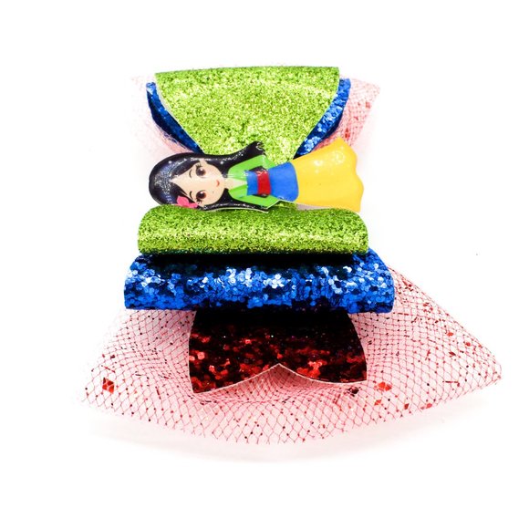 Handmade Hua Mula Princess Glitter Hair Bow - Picture 4 of 6